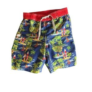 Hanna‎ Anderson boys swim trunks size 4 or 100 cm palm trees surfboards